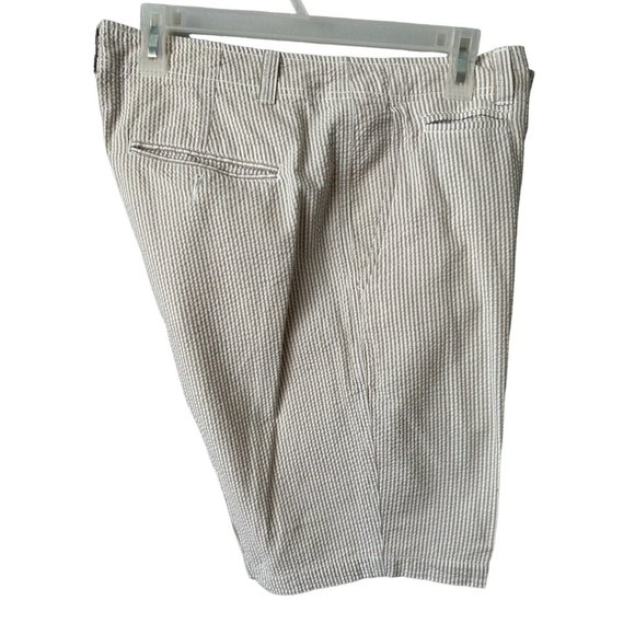 Men's Cremieux Brown & White Seersucker Shorts Sz 34 - Picture 2 of 7